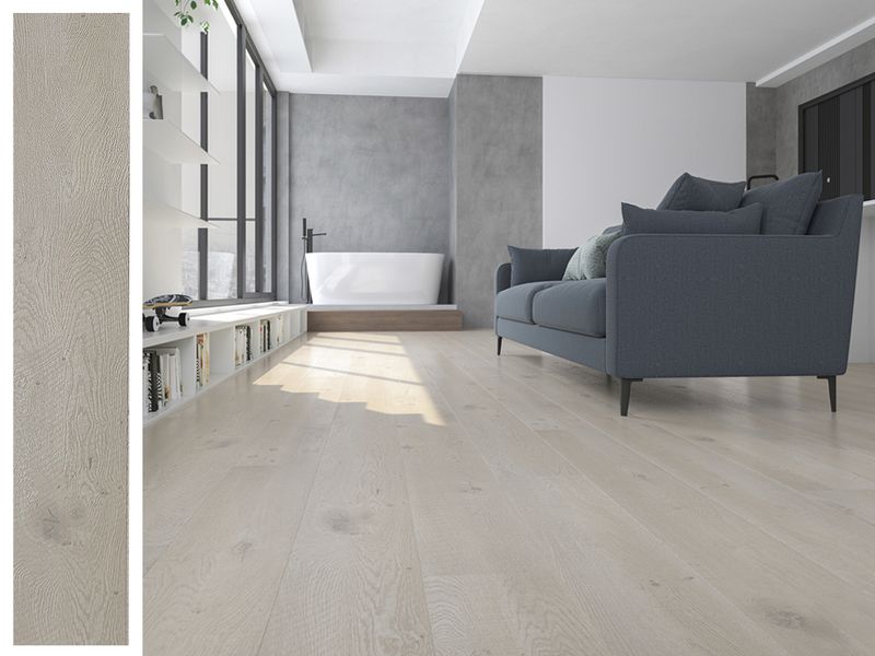 SPC Click Lock Vinyl Flooring Plank l 25 Sq. Ft, Thick 5.5 mm + 1.5 mm padding, Wear layer 0.5 mm, 100% Water resistant, Winter Mist (ER1601)