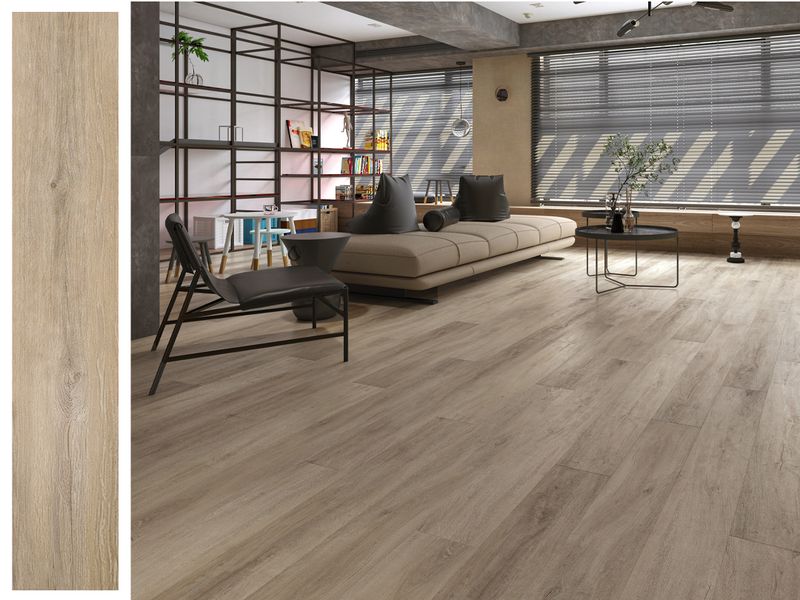 SPC Click Lock Vinyl Flooring Plank l 25 Sq. Ft | Thick 5.5 mm + 1.5 mm padding, Wear layer 0.5 mm, 100% Water resistant, Retro Chateau (ER1606)