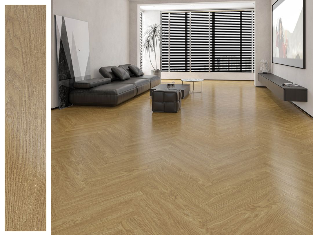 Herrine Bone SPC Vinyl Flooring Plank l 14Sq. Ft, Thick 5 mm + 2 mm padding, Wear layer 0.5 mm, 100% Water resistant, Ocean Sand (HR7602)