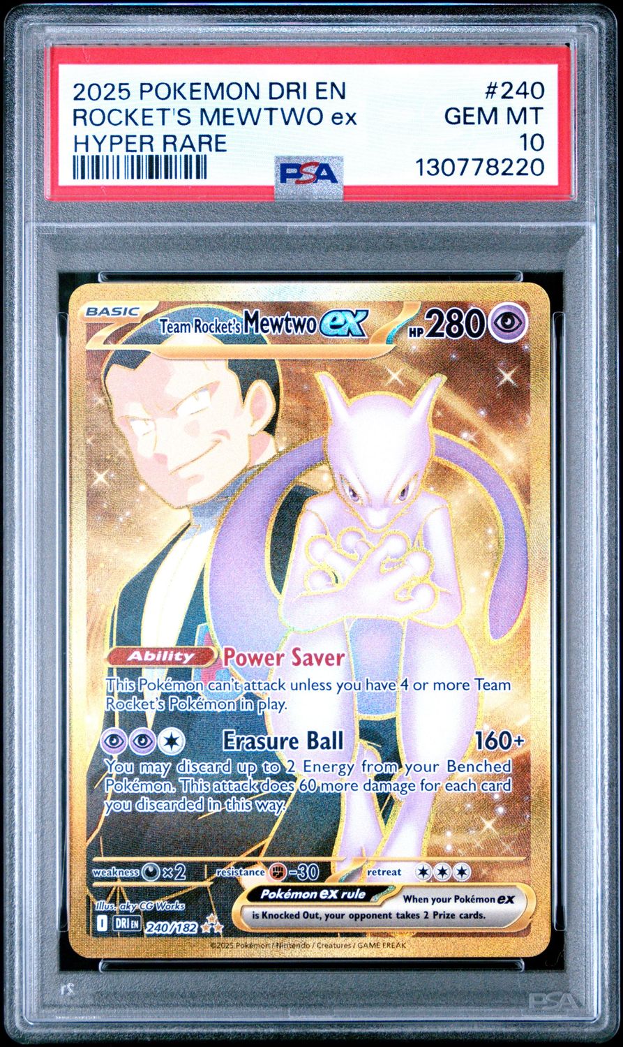Team Rocket's Mewtwo ex - 240/182 - SV10: Destined Rivals (DRI) - PSA 10