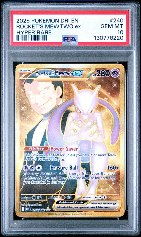 Team Rocket's Mewtwo ex - 240/182 - SV10: Destined Rivals (DRI) - PSA 10