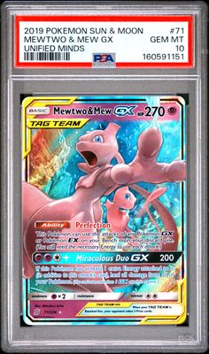 Mewtwo & Mew GX - SM - Unified Minds (SM11) - PSA 10 Mewtwo & Mew GX - SM - Unified Minds (SM11) - PSA 10