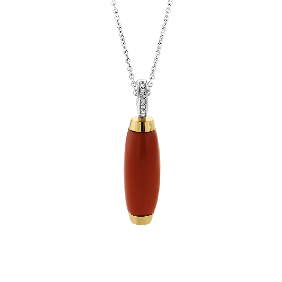 TI SENTO Milano | Collana in argento 925 con pendente in smalto rosso e zirconi