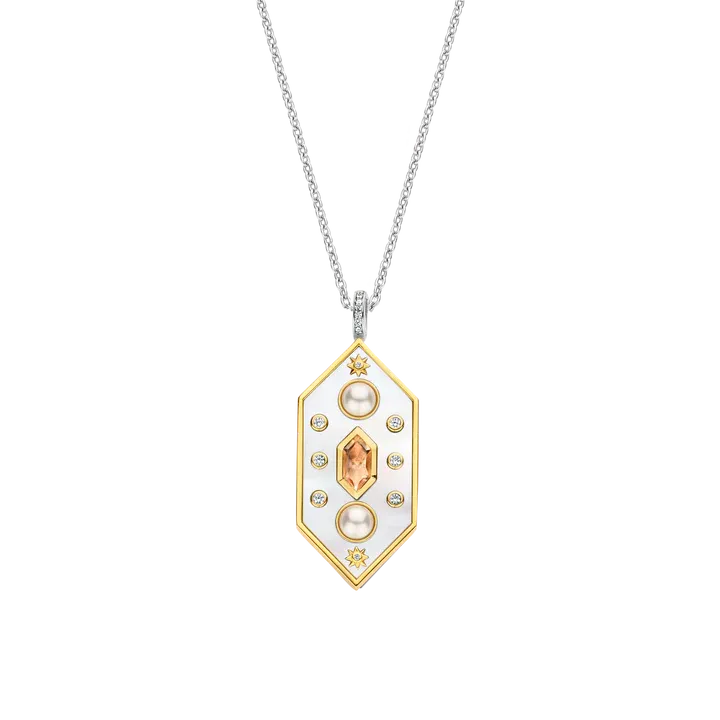 TI SENTO Milano | Collana in argento 925 e ciondolo placcato oro giallo con madreperla