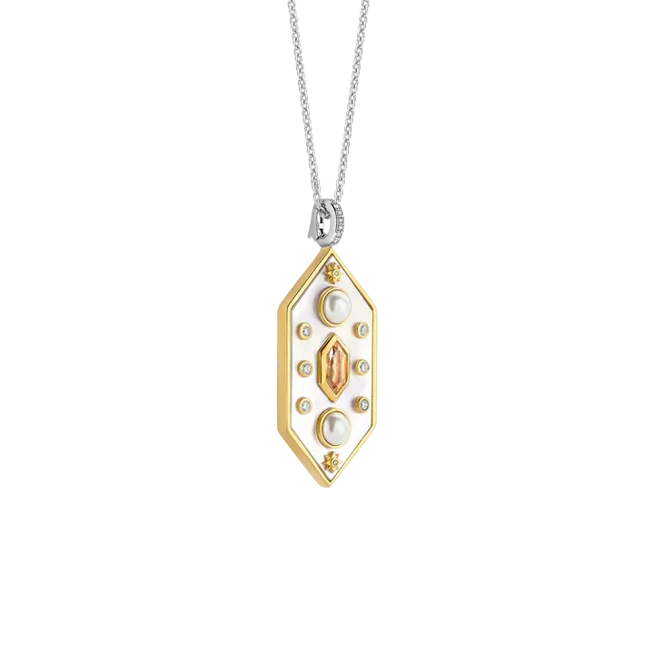 TI SENTO Milano | Collana in argento 925 e ciondolo placcato oro giallo con madreperla