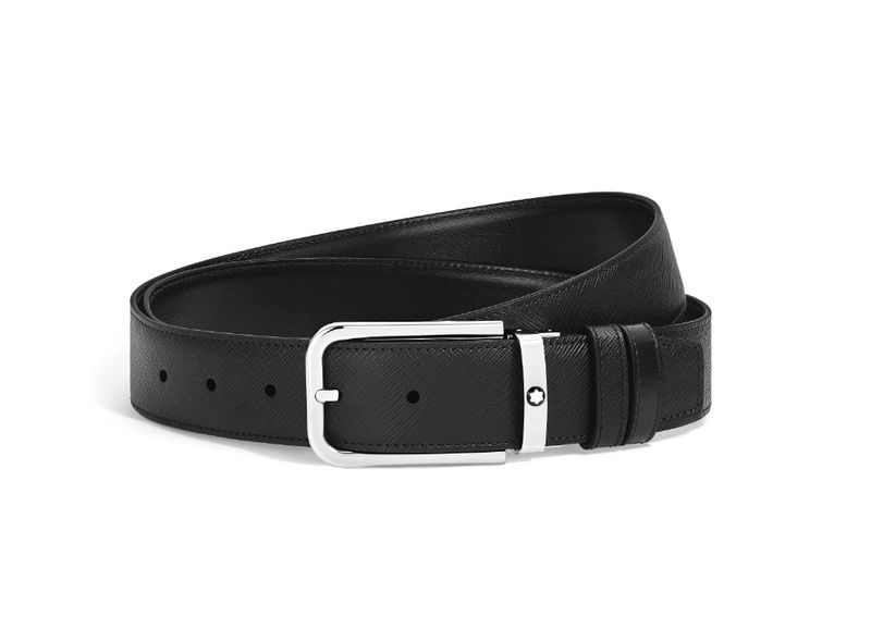 Montblanc 223411 Cintura Reversibile 35 mm in pelle nera sartorial e  Meisterstück con fibbia rettangolare
