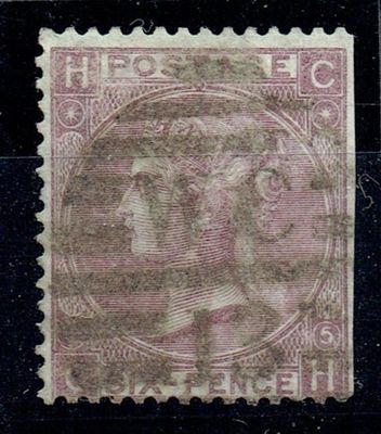 GB QUEEN VICTORIA 1865, 6d LILAC, SG97, Pl.5, Mi.38, HC|CH, USED