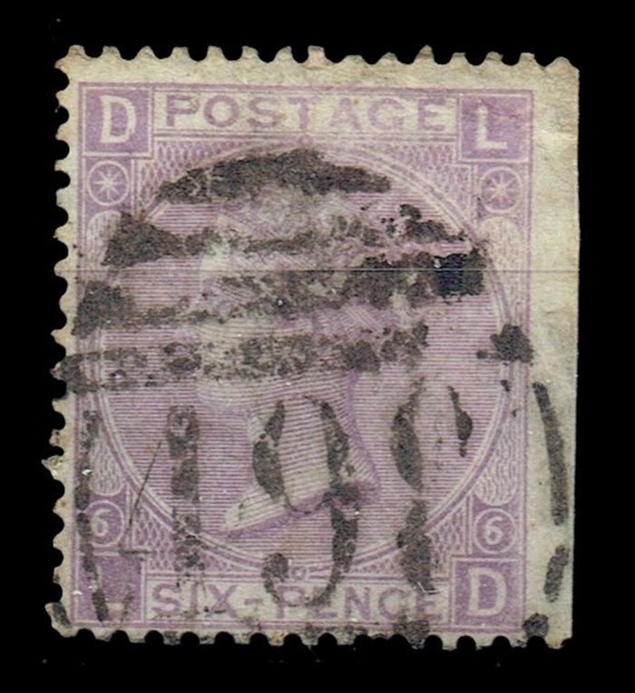 GB QUEEN VICTORIA 1865, 6d LILAC, SG97, Pl.6, Mi.38, DL|LD, USED
