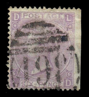 GB QUEEN VICTORIA 1865, 6d LILAC, SG97, Pl.6, Mi.38, DL|LD, USED
