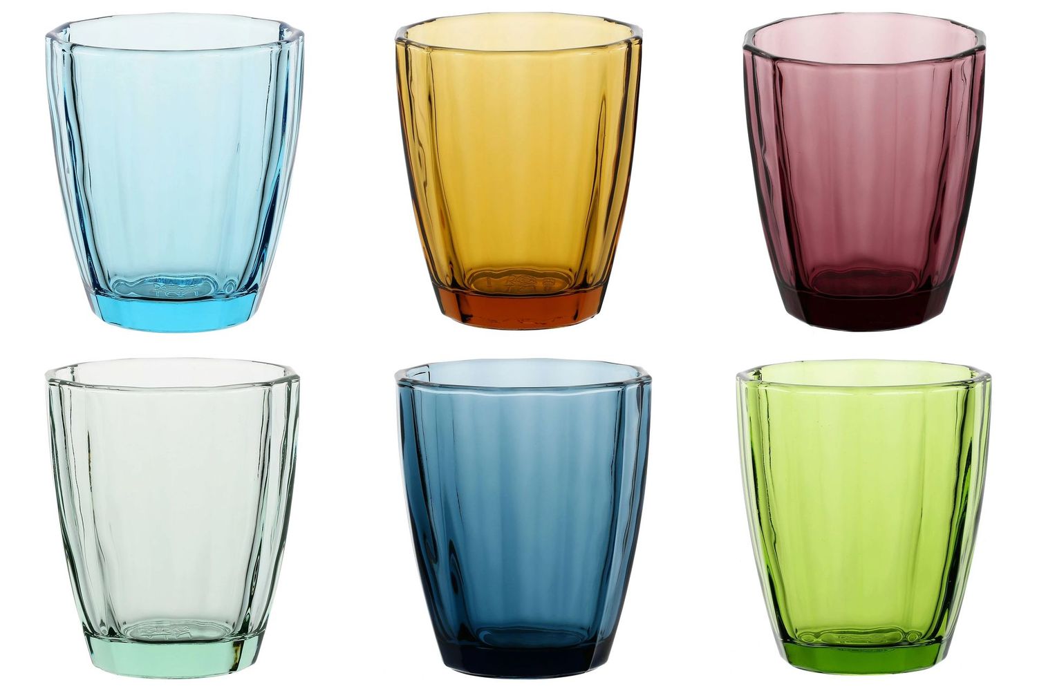 Set 6 bicchieri vetro colori ass.  AMAMI