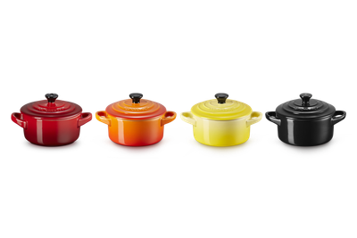 Set 4 mini cocotte in gres vetrificato colori caldi