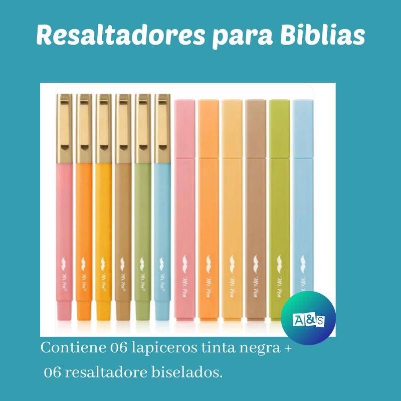 KIT Resaltadores Especial para BIBLIAS MR. PEN Primavera  Art 12