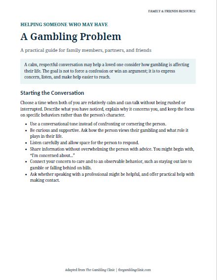 How to Help a Friend or Family Member - The Gambling Center