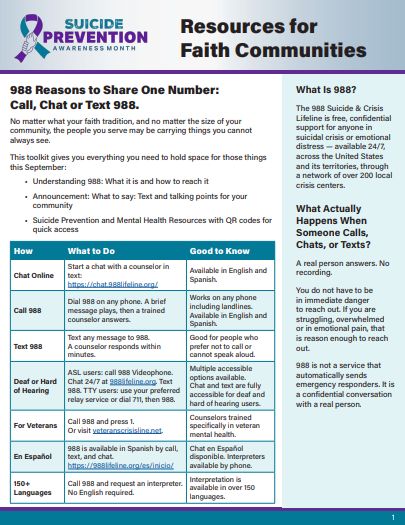 Suicide Prevention Month 2026 Faith Toolkit - SAMHSA