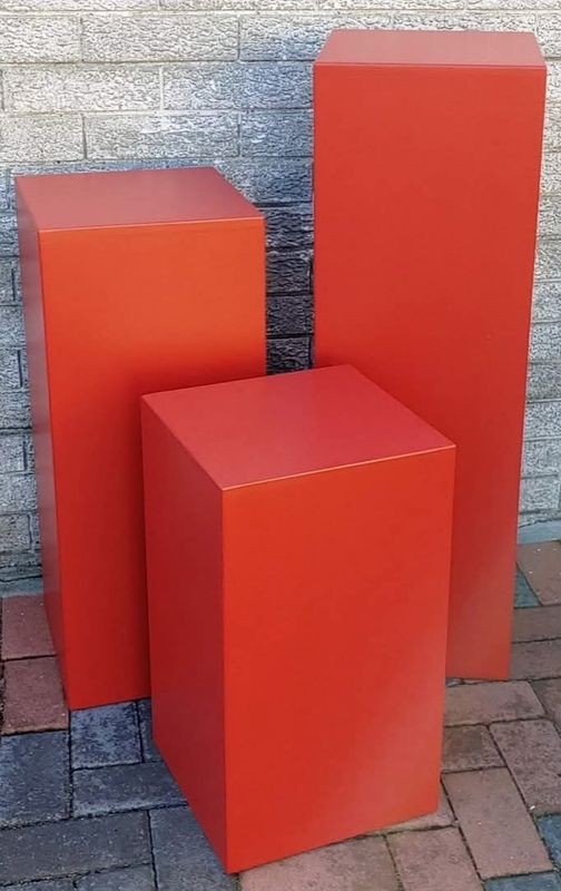 3 Piece Wooden Red Plinth Set. Details in Description.
