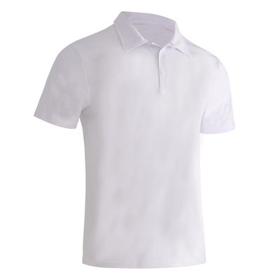 100% Polyester White Men's Performance Polo Shirt Black Fringes