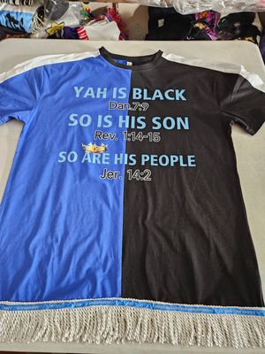 100% Cotton Two Tone Blue/Black Yah Is Black So Is His Son So Are His People White Fringes