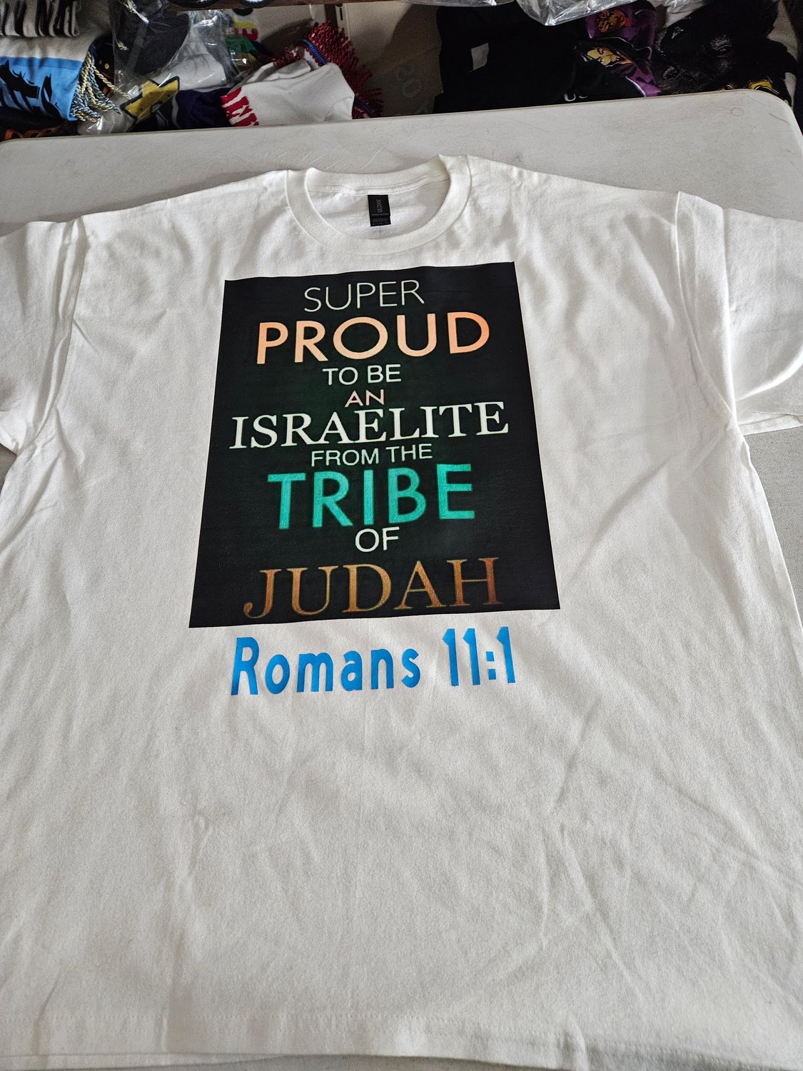 Super Proud to Be an Israelite from the Tribe of Judah Royal Blue Tee Romans 11:1 Blue/Gold Fringes