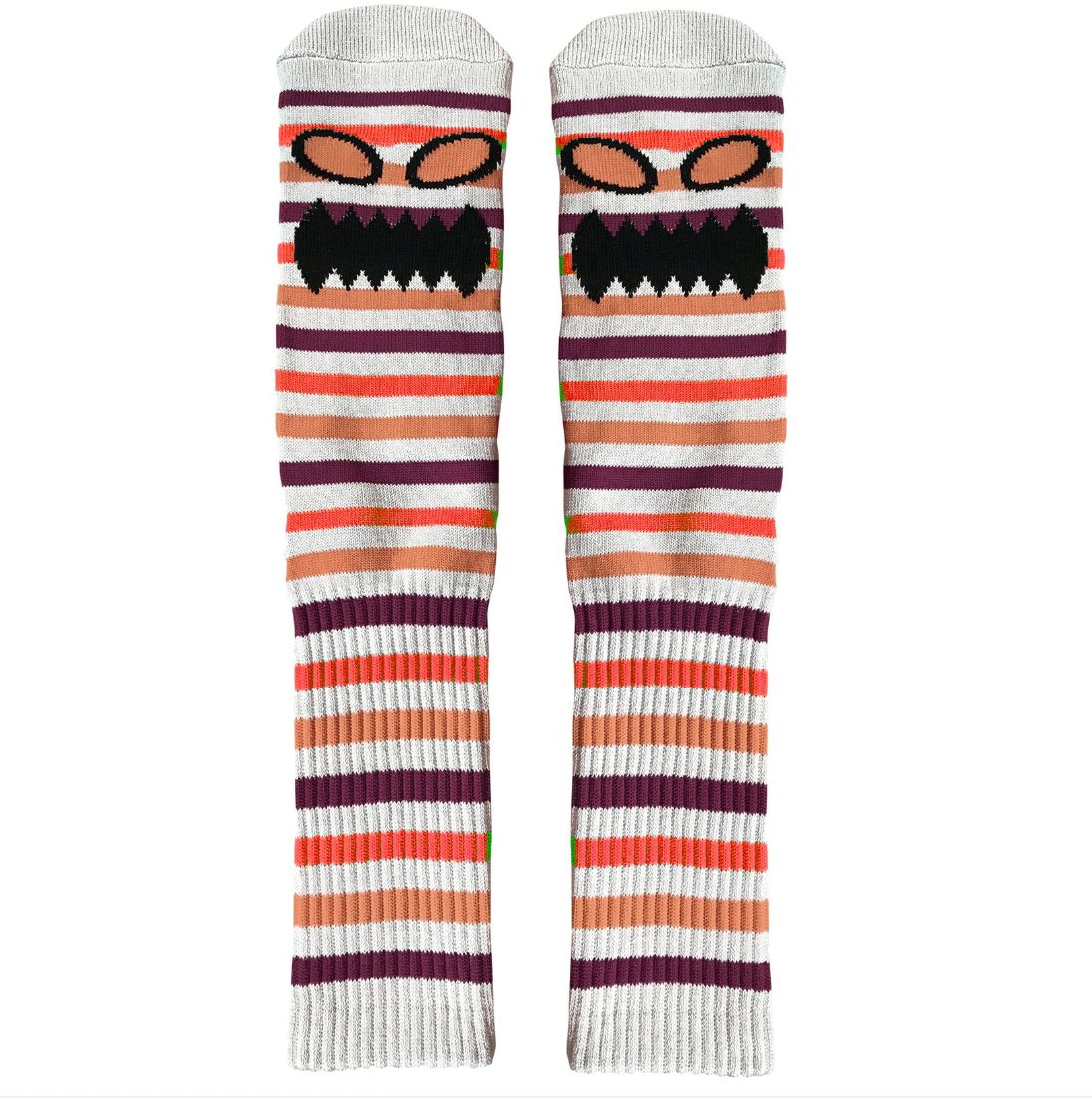 Toy Machine Monster Face Socks Mini Stripes Orange Pink Red Toy Machine Monster Face Socks Mini Stripes Orange Pink Red