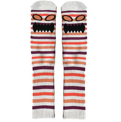 Toy Machine Monster Face Socks Mini Stripes Orange Pink Red
