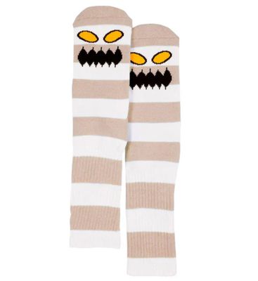 Toy Machine Monster Face Socks Tan/White Stripe