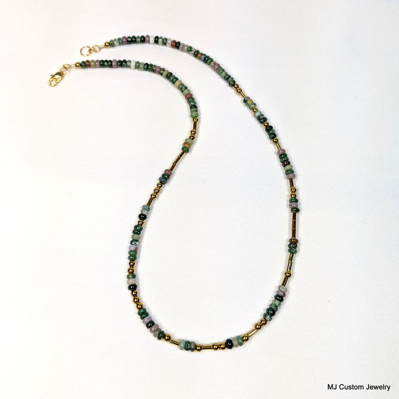 Indian Agate Morse Code LOVE Is All You NEED Necklace