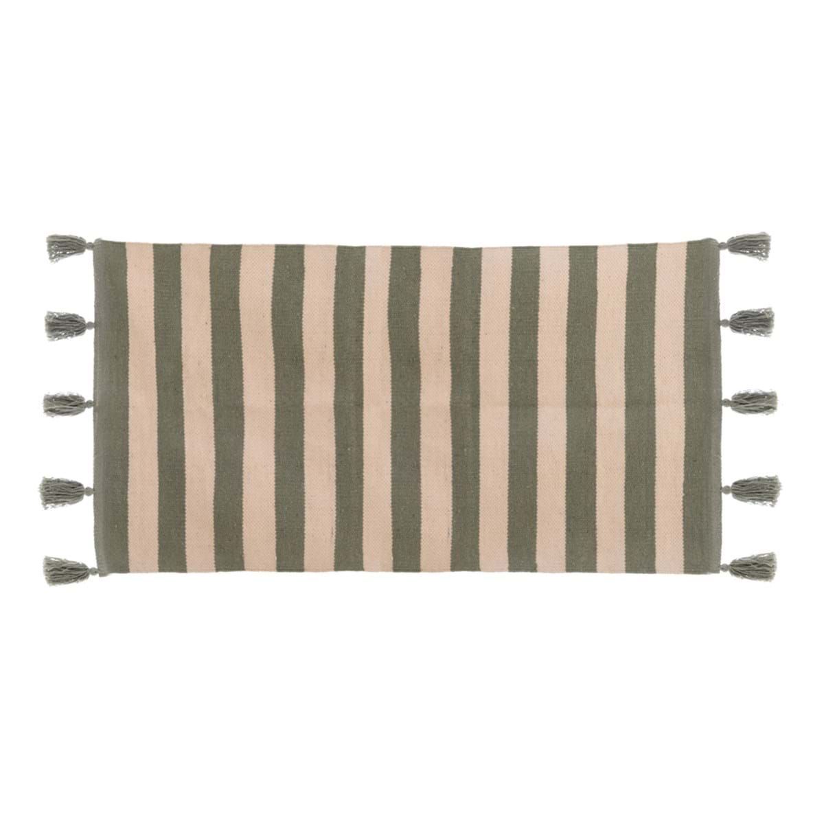 ALFOMBRA RAYADA BORLAS VERDE 40X150