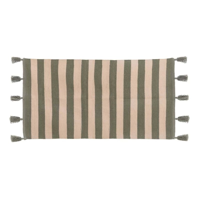 ALFOMBRA RAYADA BORLAS VERDE 40X150