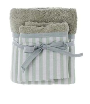 JUEGO 2 TOALLAS RAYAS VERDE