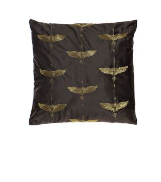 COJIN GRIS BORDADO DORADO PAJARO