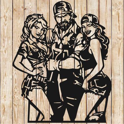 Spicy  Hot mechanic with chicks cutting file