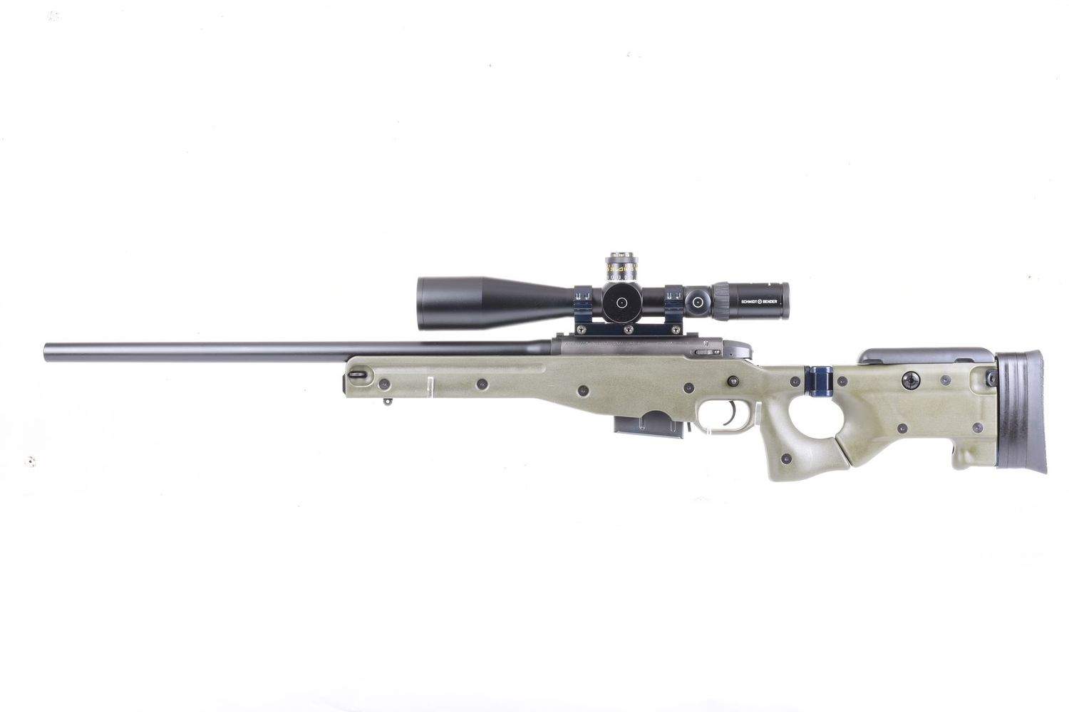 ACCURACY INTERNATIONAL - ACCURACY ENFORCEMENT ACCURACY INTERNATIONAL - ACCURACY ENFORCEMENT "AE" 243WIN SRN:AE10070 GREEN + Schmidt & Bender 5-25x56 PM II sniper scope
