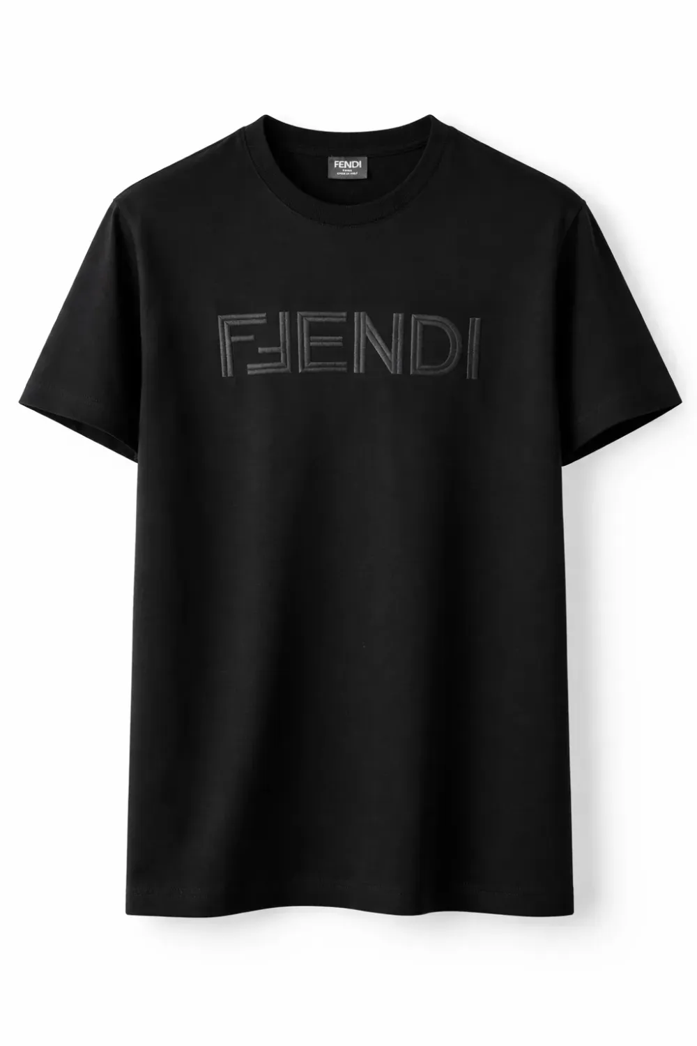 Fendi logo embossed t shirt black mens short sleeve designer luxury t shirt premium cotton style