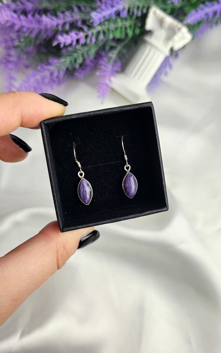Earrings in Charoite n.1 (s925)