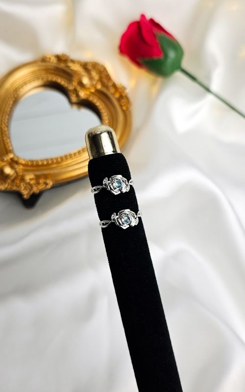 Adjustable Ring with Rose in Labradorite (FROM SIZE 12)