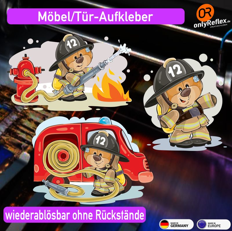 Möbel/Tür-Aufkleber  - Kinderbilder Feuerwehr