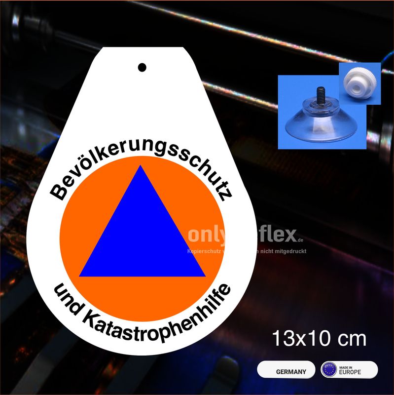 Bevölkerungsschutz Wappen, Schild mit Saugnapf Bevölkerungsschutz Wappen, Schild mit Saugnapf