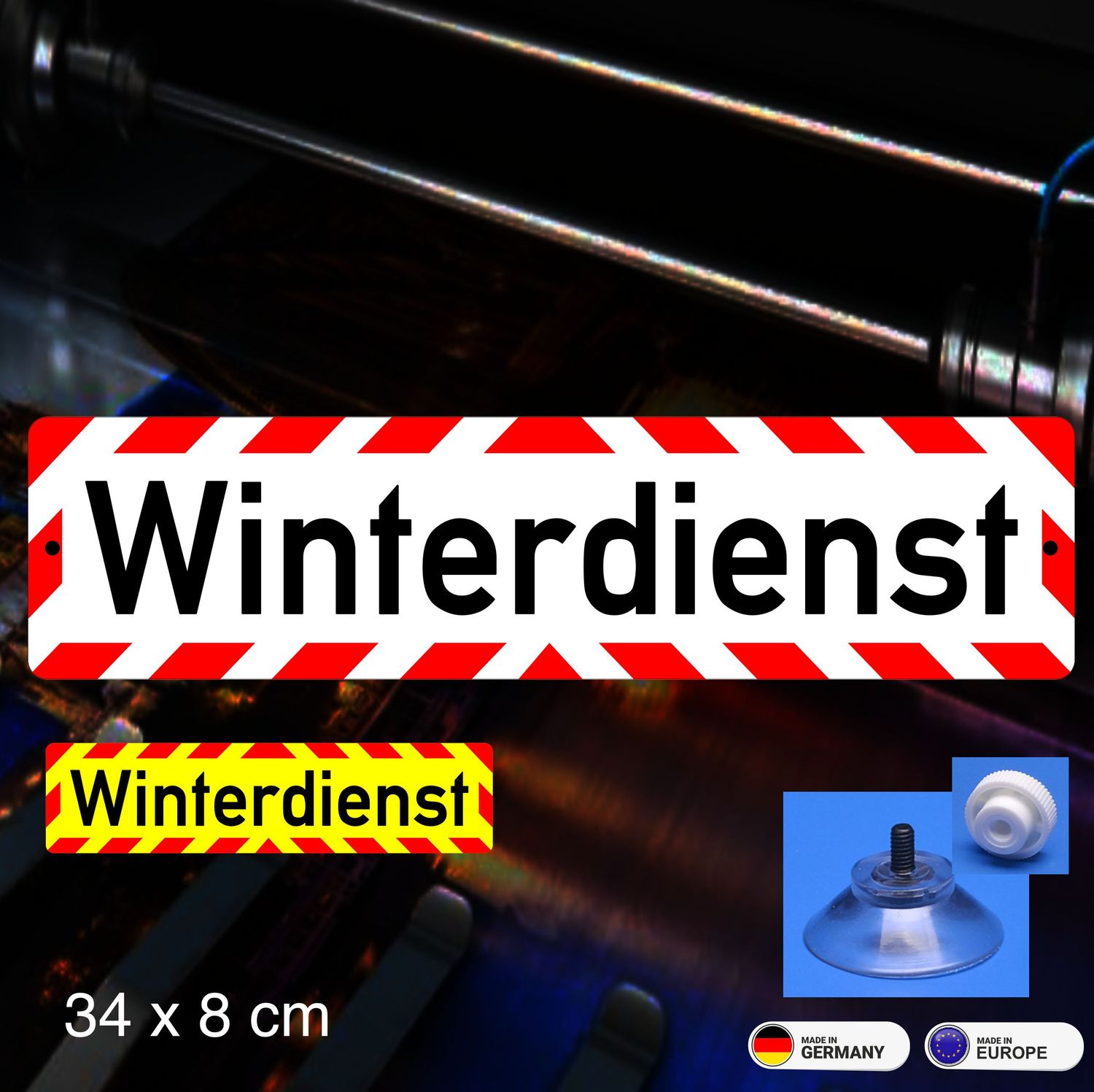 Winterdienst - 34x8 cm Schild mit Saugnapf Winterdienst - 34x8 cm Schild mit Saugnapf
