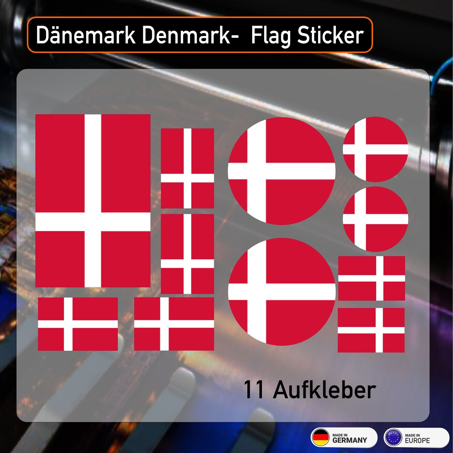 Dänemark Denmark Flaggen Wappen Sortiment - 11 Aufkleber