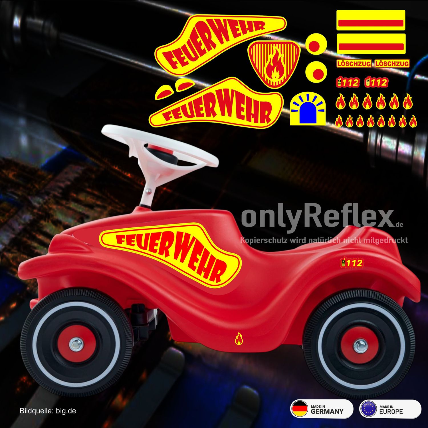 Feuerwehr Bobby Car Classic , Aufkleber