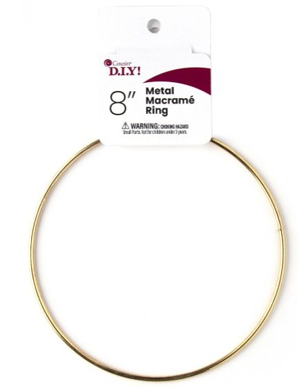 Metal 8" Brass Macrame Ring