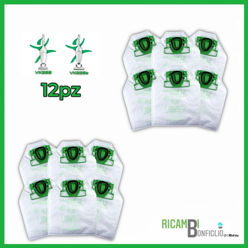 SACCHETTI 12PZ FOLLETTO VK200 - 220S COMPATIBILI DI QUALITÀ