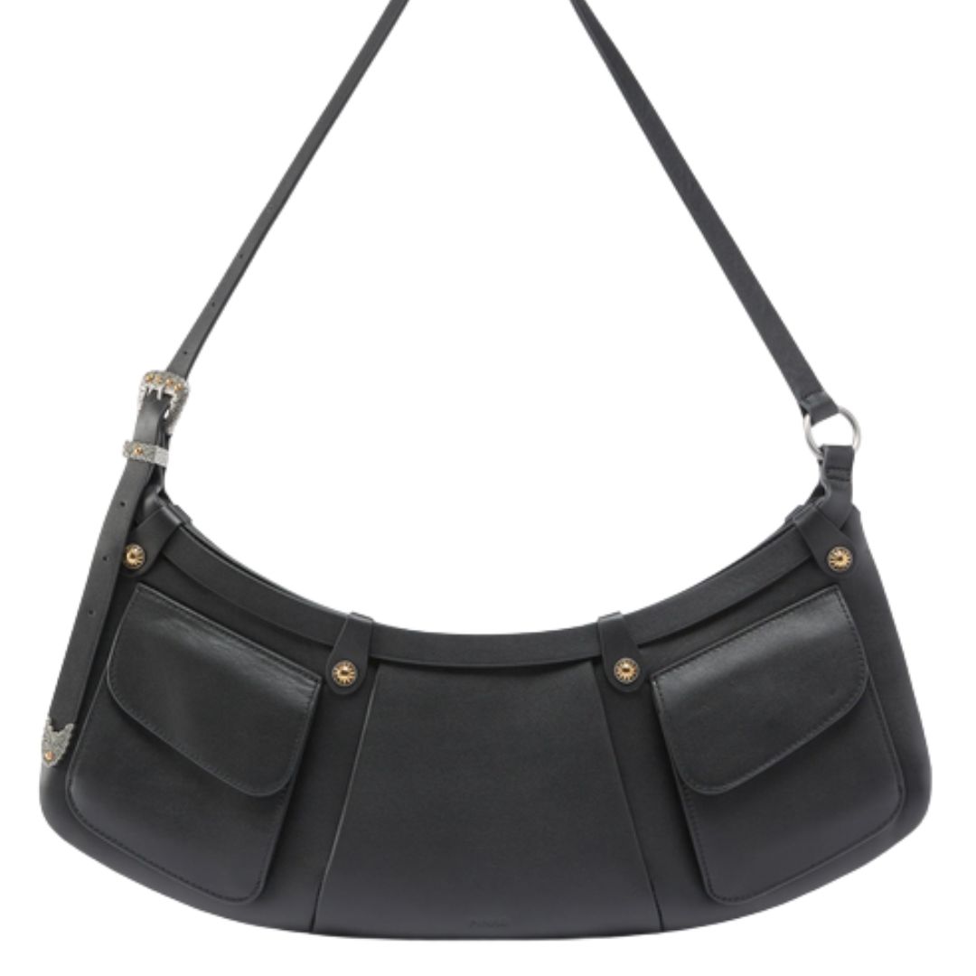 PINKO - Borsa a spalla grande Pocket Body Bag in pelle con tasche - Nero