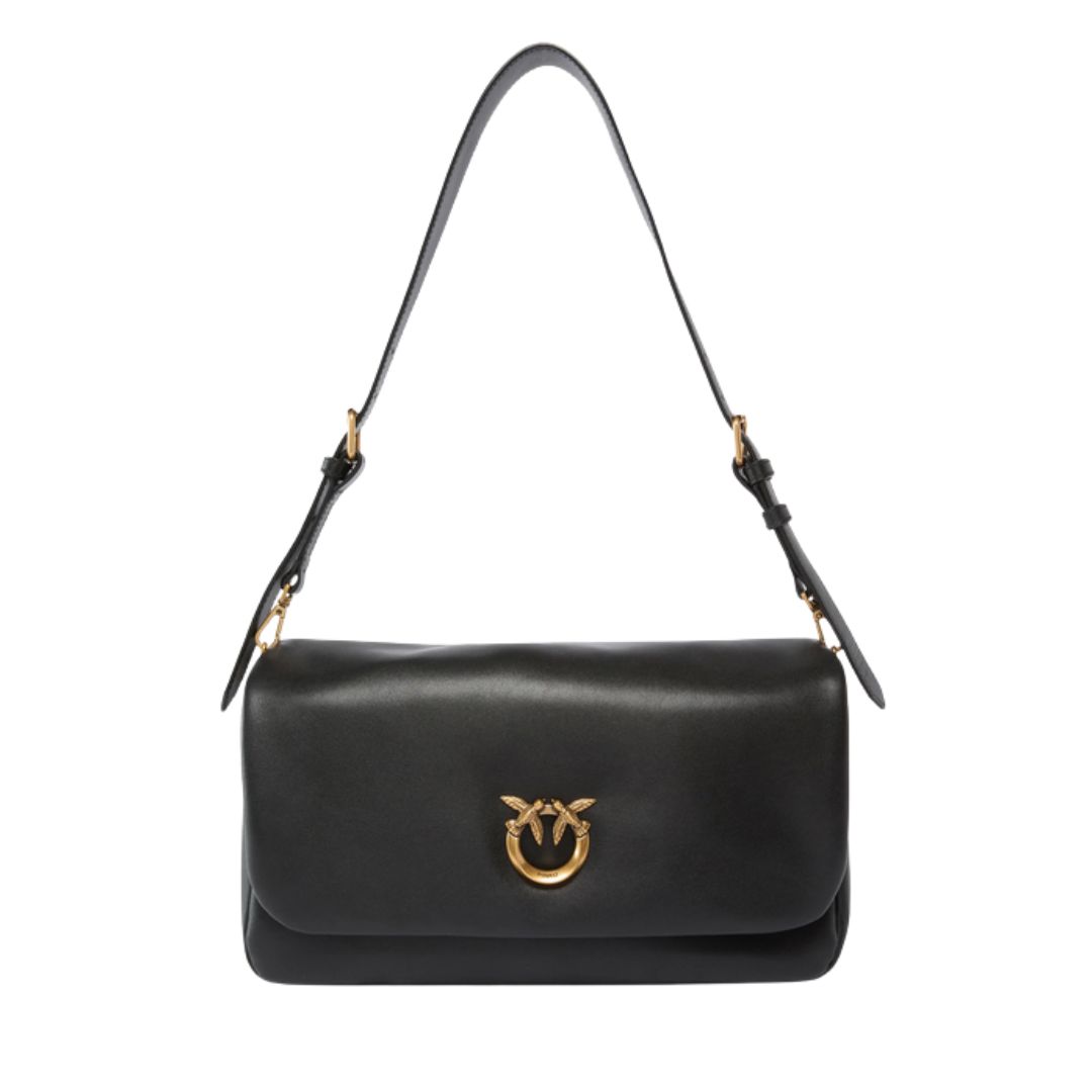 PINKO - Borsa a tracolla media Love Bag Click Soft Horizontal Handle in pelle - Black/Oro