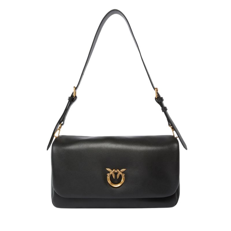 PINKO - Borsa a tracolla media Love Bag Click Soft Horizontal Handle in pelle - Black/Oro