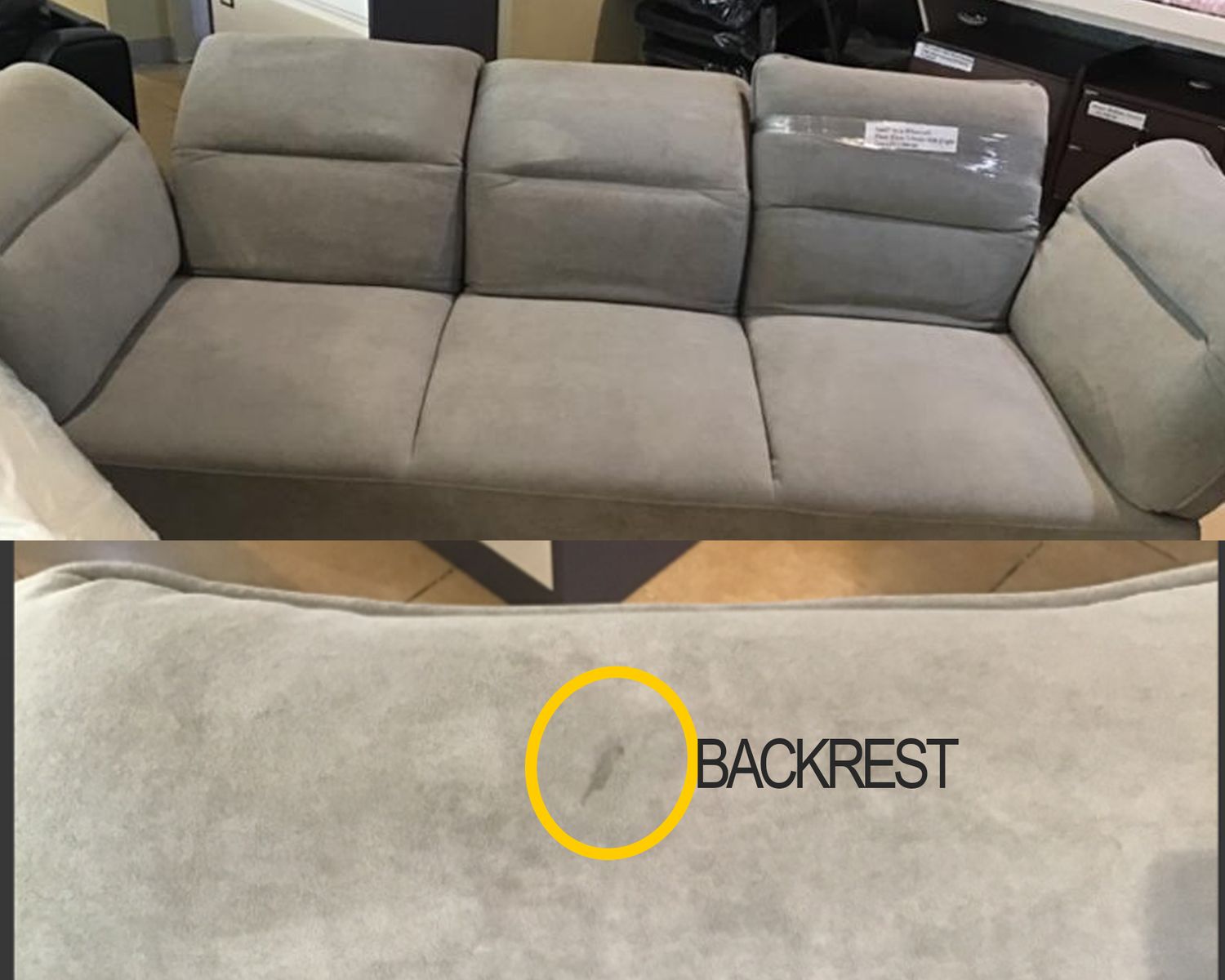 (SALE) Flotti Kiera 3 Seater Adjustable Backrest &amp; Armrest Sofa (Light Grey) (Backrest Small Stains &amp; Scratches), Color/ Option: 030426ND-A Kiera 3-Seater Sofa (Light Grey) Backrest Small Stains &amp; Scratches (SALE)