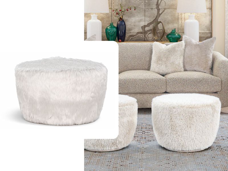 Ivory Plush Ottoman