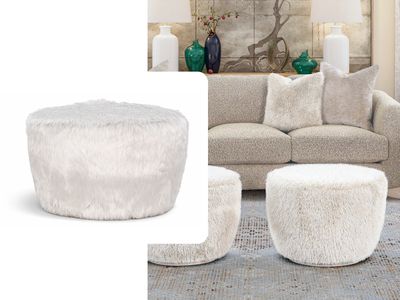 Ivory Plush Ottoman