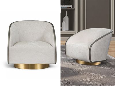 Ivory Orbit Armchair, Off-white and Gold