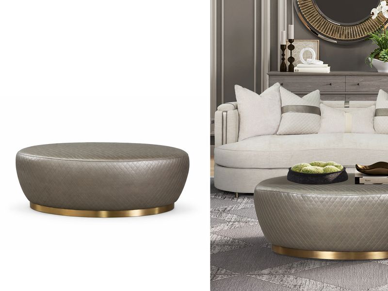 Luxe Meridian Ottoman, Warm Metallic Taupe